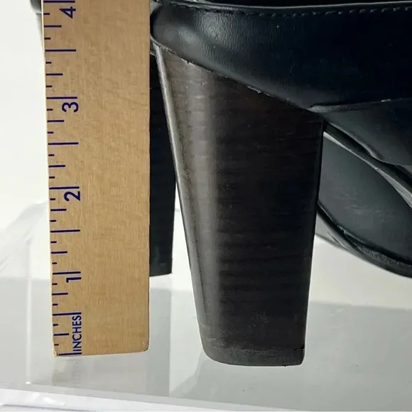 FRYE Laurie Harness Black Leather High Heel Mules Size 8.5