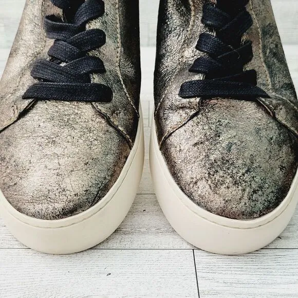 Frye Lena Lace-Up Harness High Top Fashion Sneaker Gunmetal Size 7