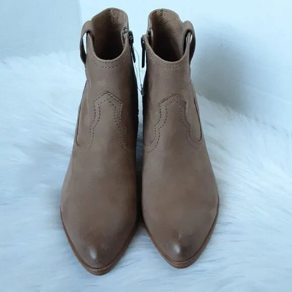 FRYE Women's 7M Tan Zip Leather Heel Ankle Boot