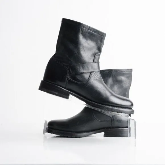 Frye Womens Natalie Engineer Black Leather Bootie Mid-Calf Boots US 6.5 EU 37