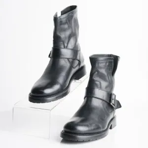 Frye Womens Natalie Engineer Black Leather Bootie Mid-Calf Boots US 6.5 EU 37