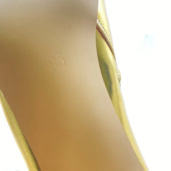 FSJ Gold Rhinestone Crystal Knee High Boot Pointed Toe Stiletto Heel Zipper Boot