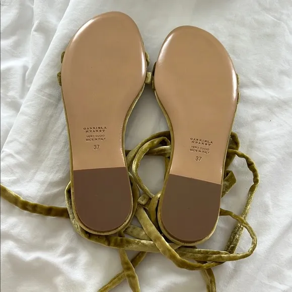 Gabriela Hearst Olive Green Velvet Sandals