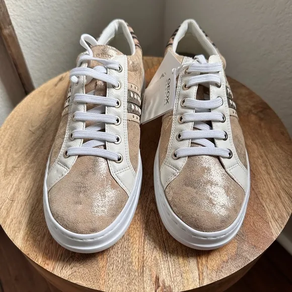 Geox Pontoise Mixed Leather Low-Top Sneakers sz: 9 NWT