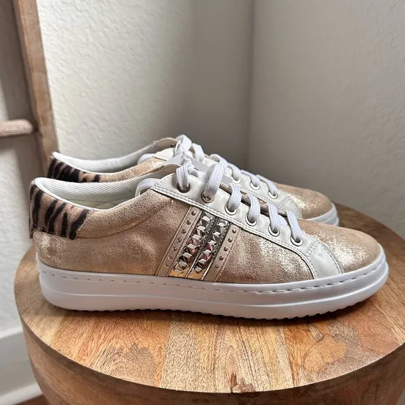 Geox Pontoise Mixed Leather Low-Top Sneakers sz: 9 NWT