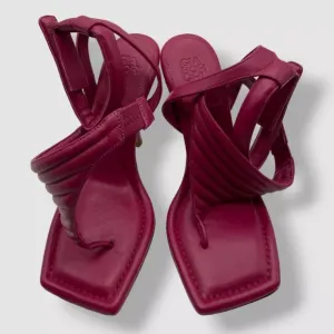Gia Borghini Women's Pink Leather Ankle-wrap Sandal Shoes Size 38
