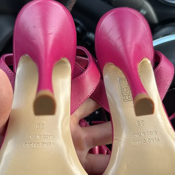 Gia Borghini Women's Pink Leather Ankle-wrap Sandal Shoes Size 38