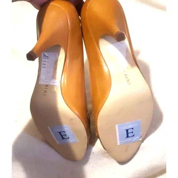 GIANNI BINI LEATHER w GOLD trim Open Toe PUMPS BRAND NEW, DILLARD'S Sz 6M