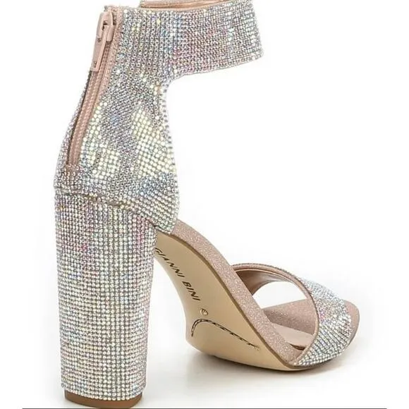 Gianni Bini Ronilynn Bling Heels 10 | Rhinestone Prom Bridal Y2K Glam Shoes