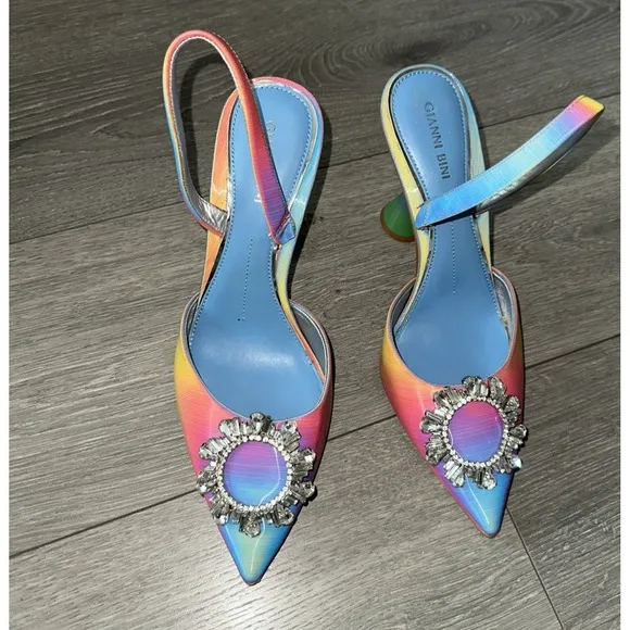 Gianni Bini Women Size 10 Vivyee Rainbow High Heel Shoes Rhinestone Detail Party
