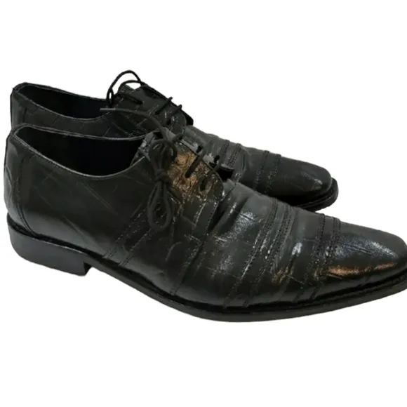 Giorgio Brutini~Men's Size 11M~Black New Leather Alligator Print Shoes.