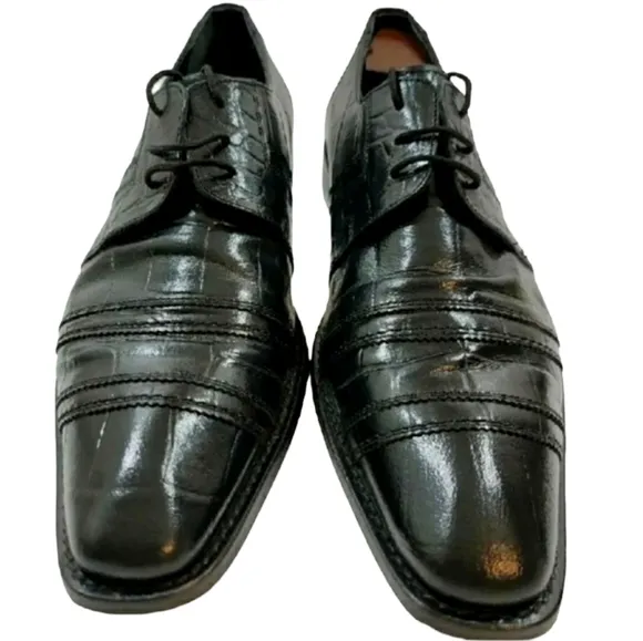 Giorgio Brutini~Men's Size 11M~Black New Leather Alligator Print Shoes.