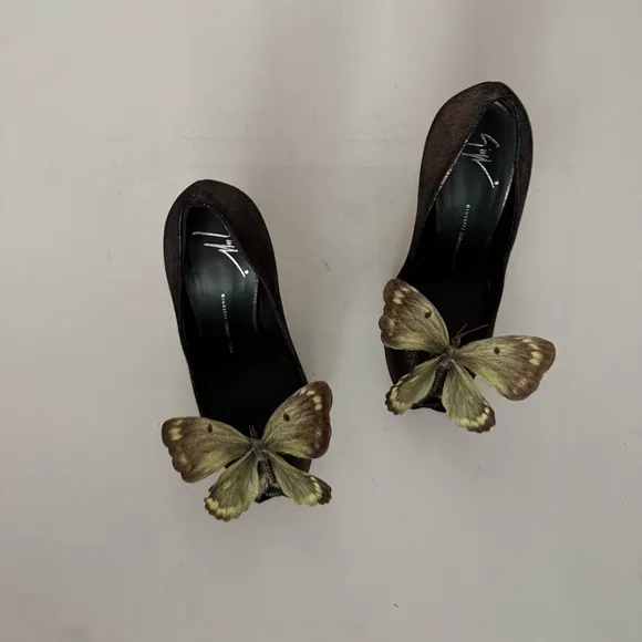 Giuseppe ZANOTTI heels sandals pump shoes butterfly orchid size 38.5 8.5 Y2K