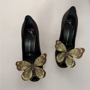 Giuseppe ZANOTTI heels sandals pump shoes butterfly orchid size 38.5 8.5 Y2K