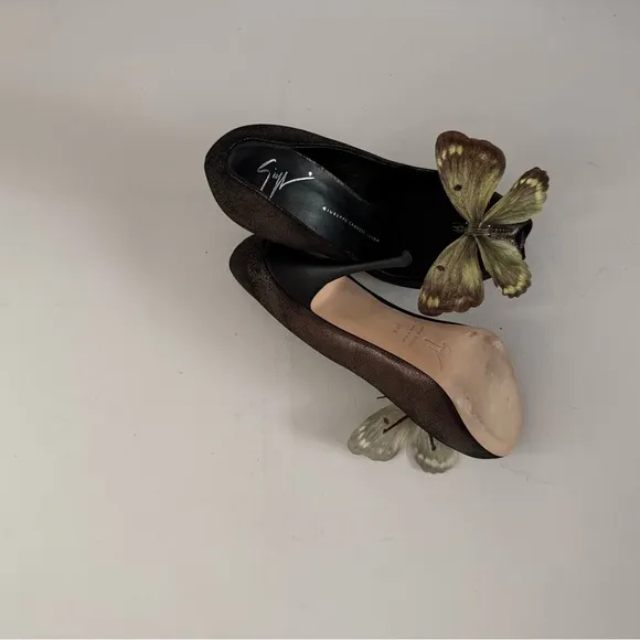 Giuseppe ZANOTTI heels sandals pump shoes butterfly orchid size 38.5 8.5 Y2K