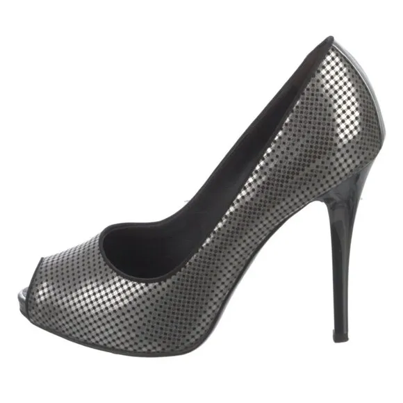Giuseppe Zanotti Metallic Silver Leather Printed Pumps Sz 9 | US9, IT39