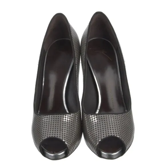 Giuseppe Zanotti Metallic Silver Leather Printed Pumps Sz 9 | US9, IT39