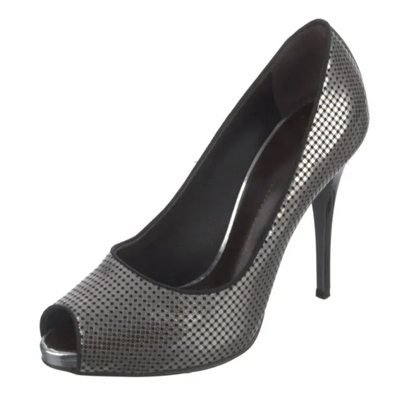 Giuseppe Zanotti Metallic Silver Leather Printed Pumps Sz 9 | US9, IT39