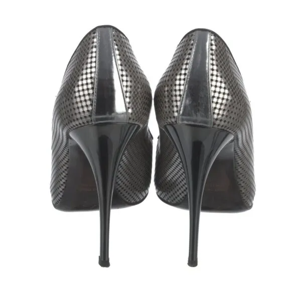 Giuseppe Zanotti Metallic Silver Leather Printed Pumps Sz 9 | US9, IT39
