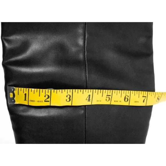 Good American Black Faux Leather Thigh High Over the Knee Heel Boots Women 5.5
