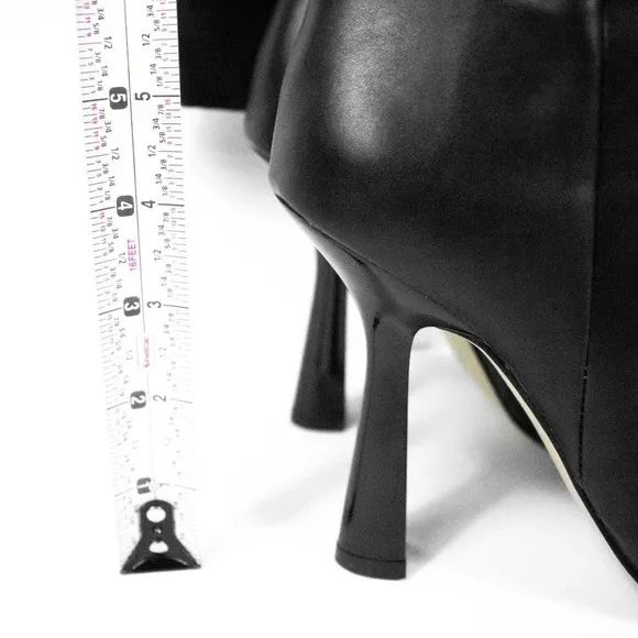 Good American Black Faux Leather Thigh High Over the Knee Heel Boots Women 5.5