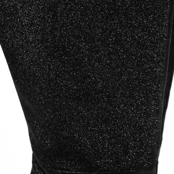 Good American Black Glitter Thigh High Over The Knee Boots Women Size 7.5 Heels