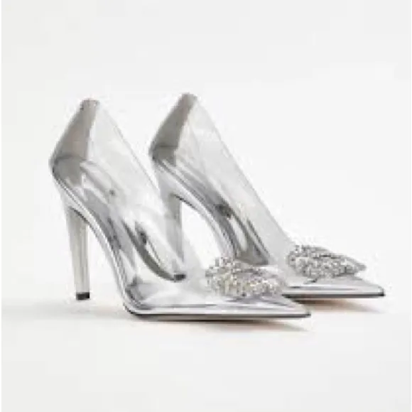 Good American Cinderella lucite Pump Heel Shoes - size 9 new with box