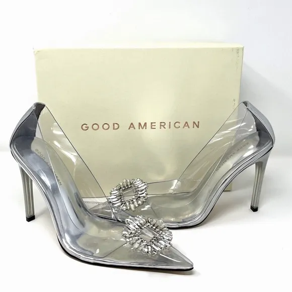 Good American Cinderella lucite Pump Heel Shoes - size 9 new with box