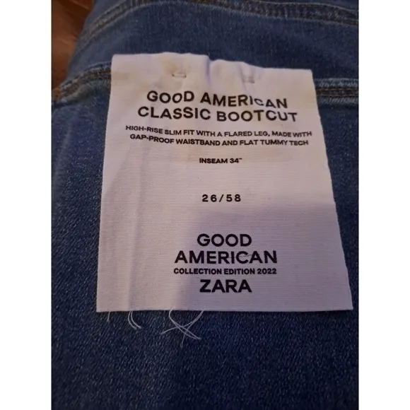 Good American x Zara SE 2022 Classic Bootcut Flare Jeans Inseam 34'