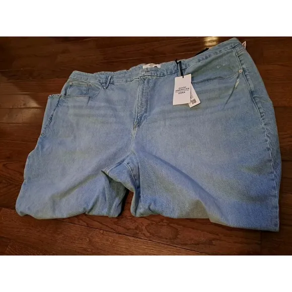 Good American x Zara Special Edition 2022 Distressed Slim High Rise  SZ Plus 30