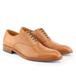 GORDON RUSH Nathan Cap Toe Oxford Tobacco Leather Oxford Shoes Caramel Brown