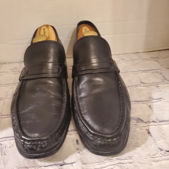 GRENSON MEN'S SLIP-ON LOAFERS BLACK ALL LEATHER OUTSOLE UPPER  LINING SIZE 11