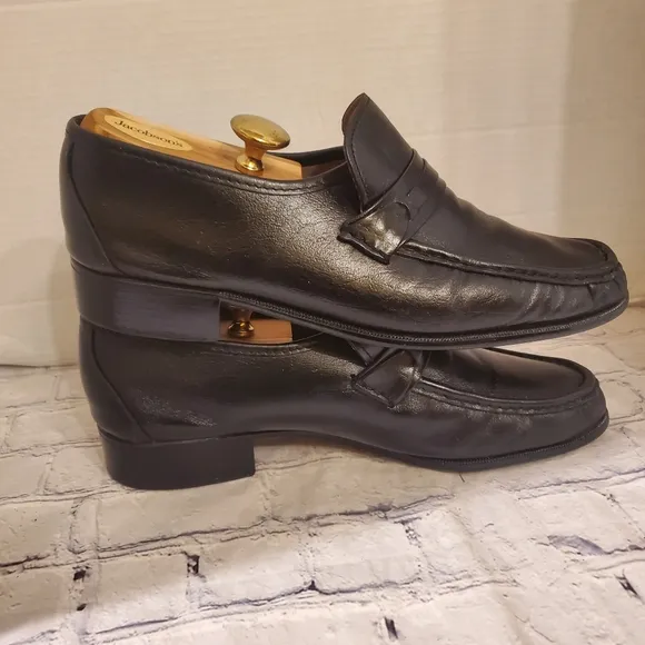 GRENSON MEN'S SLIP-ON LOAFERS BLACK ALL LEATHER OUTSOLE UPPER  LINING SIZE 11