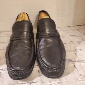 GRENSON MEN'S SLIP-ON LOAFERS BLACK ALL LEATHER OUTSOLE UPPER  LINING SIZE 11