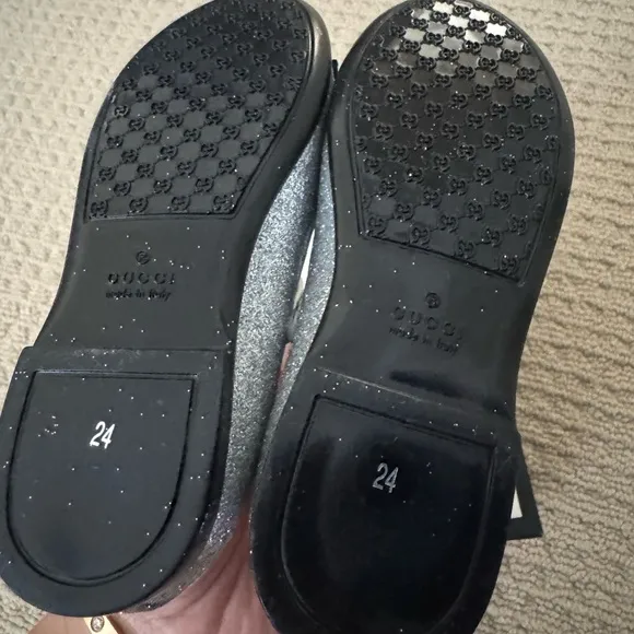 Gucci Silver and Black Kids Shoes Size 24 = US 8