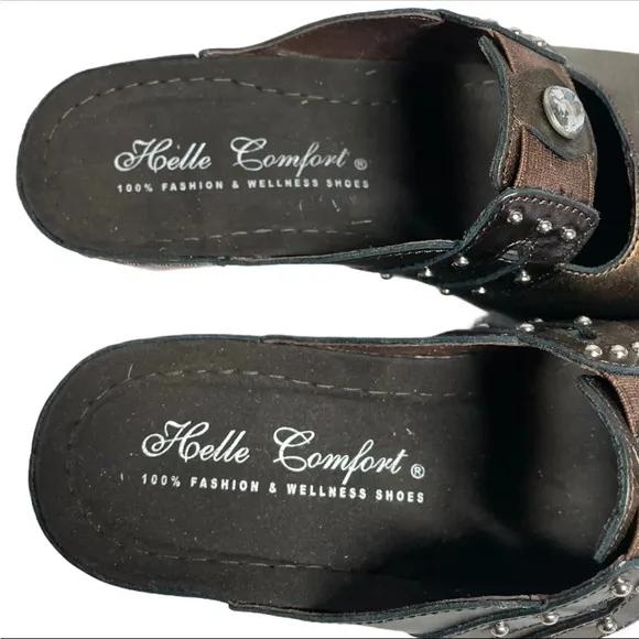Helle Shoes Clogs Brown Leather