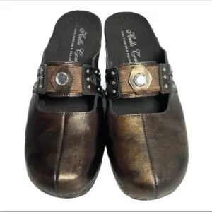 Helle Shoes Clogs Brown Leather