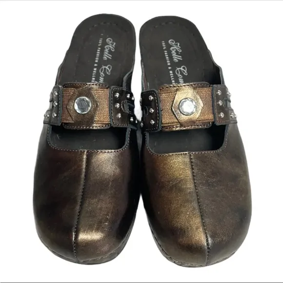 Helle Shoes Clogs Brown Leather