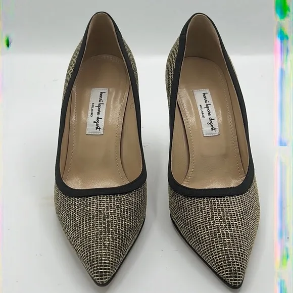 Henri Laporr Dezert high heel shoes gold and black color