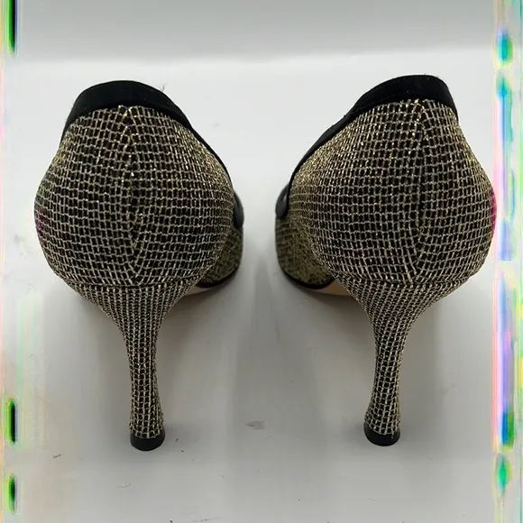 Henri Laporr Dezert high heel shoes gold and black color
