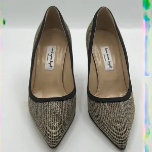Henri Laporr Dezert high heel shoes gold and black color