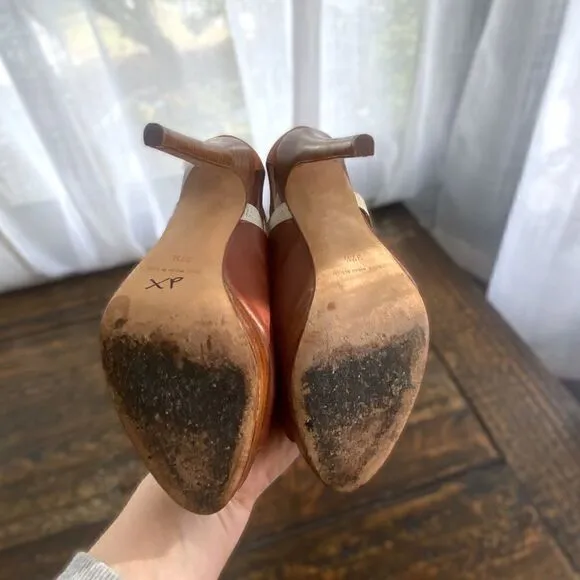 HENRI LEPORE DEZERT Off the Cuff  European Leather  Heels Shoes Size 37.5
