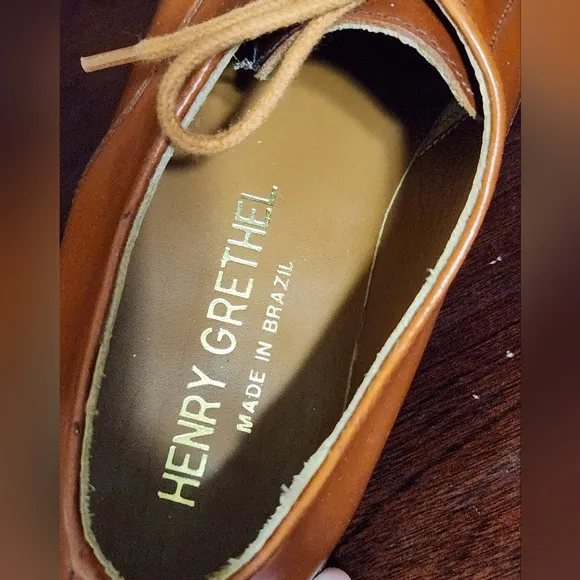 Henry Grethel Mens Genuine Leather Oxford Lace Up Dress Shoes Made Brazil Sz 8.5