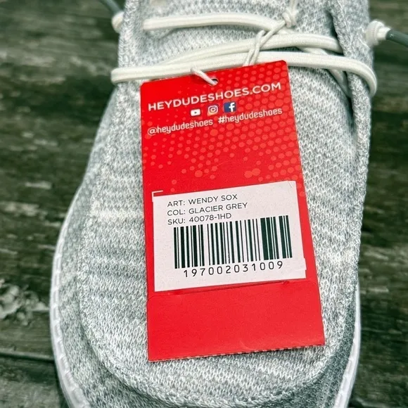 Hey Dude Wendy Sox Slip On Shoes Comfy Glacier Grey Womens Size 6 NWT