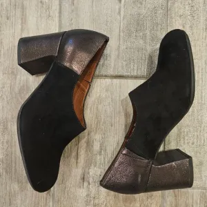Hispanitas Booties Women Size 37 US 6.5-7 Gillian Pump Boot Black/Copper Leather