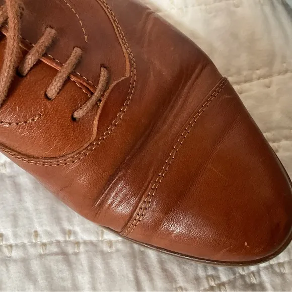 Hobbs Ladies lace up cognac leather shoes 37/7