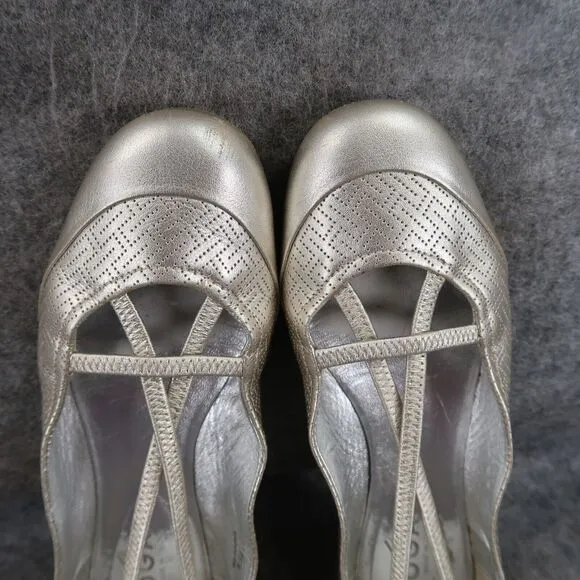 Hogan Shoes Womens 35.5 Ballet Flat Mary Jane Leather Metallic Fashion Classic