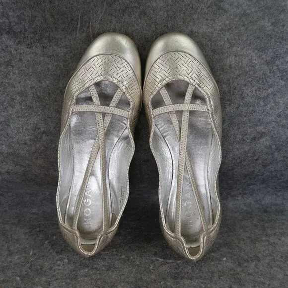 Hogan Shoes Womens 35.5 Ballet Flat Mary Jane Leather Metallic Fashion Classic