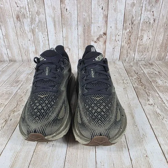 HOKA‎ Clifton 9 Black slate green  Men's Performance Sneakers Black Gray US 8D