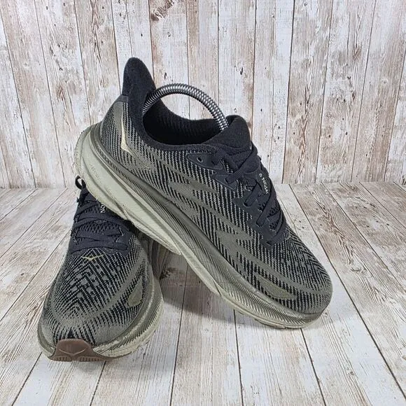 HOKA‎ Clifton 9 Black slate green  Men's Performance Sneakers Black Gray US 8D